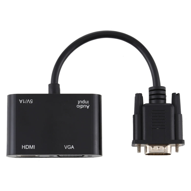 Convertisseur adaptateur 2 en 1 VGA vers HDMI + VGA 15 broches HDTV avec audio
