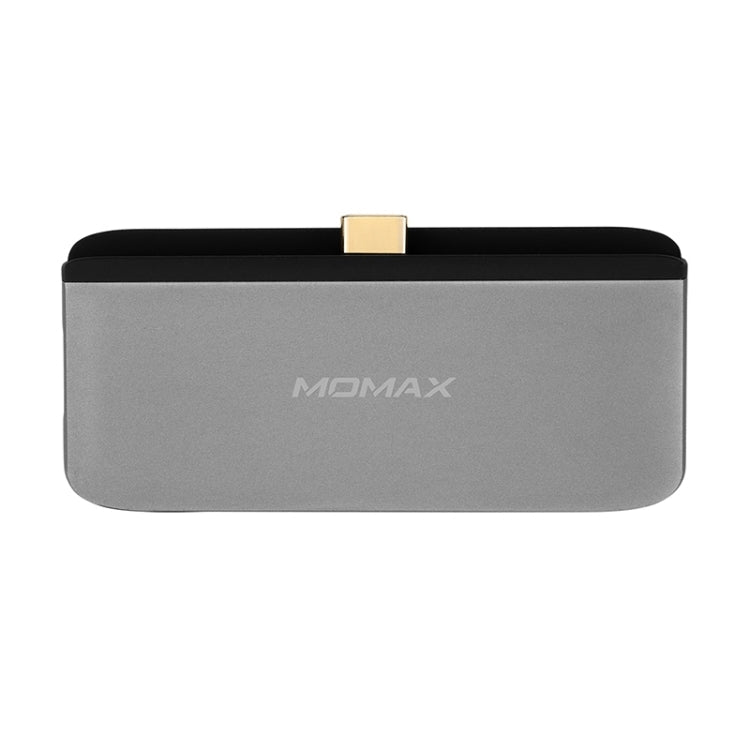 Adaptador convertidor multiPuerto Momax 4 en 1 tipo C / USB-C (Gris Oscuro)