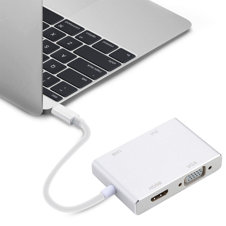Hub 4 en 1 USB-C / Type-C vers VGA &amp; DVI &amp; HDMI &amp; Adaptateur USB pour Galaxy S9 &amp; S9+ &amp; S8 &amp; S8+ &amp; Note 8 / HTC 10 / Huawei Mate 10 &amp; Mate 10 Pro &amp; P20 &amp; P20 Pro / MacBook 12 pouces / MacBook Pro