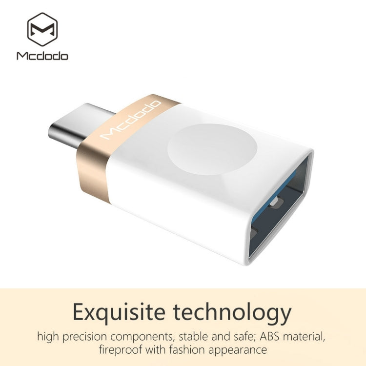 Mcdodo OT-1942 USB-C / Type-C to USB 3.0 AF Data transmission Charging OTG Adapter For Galaxy S8 and S8+ / LG G6 / Huawei P10 and P10 Plus / Xiaomi Mi6 and Max 2 and other Smartphones 32 x 12 x 7mm (Gold)