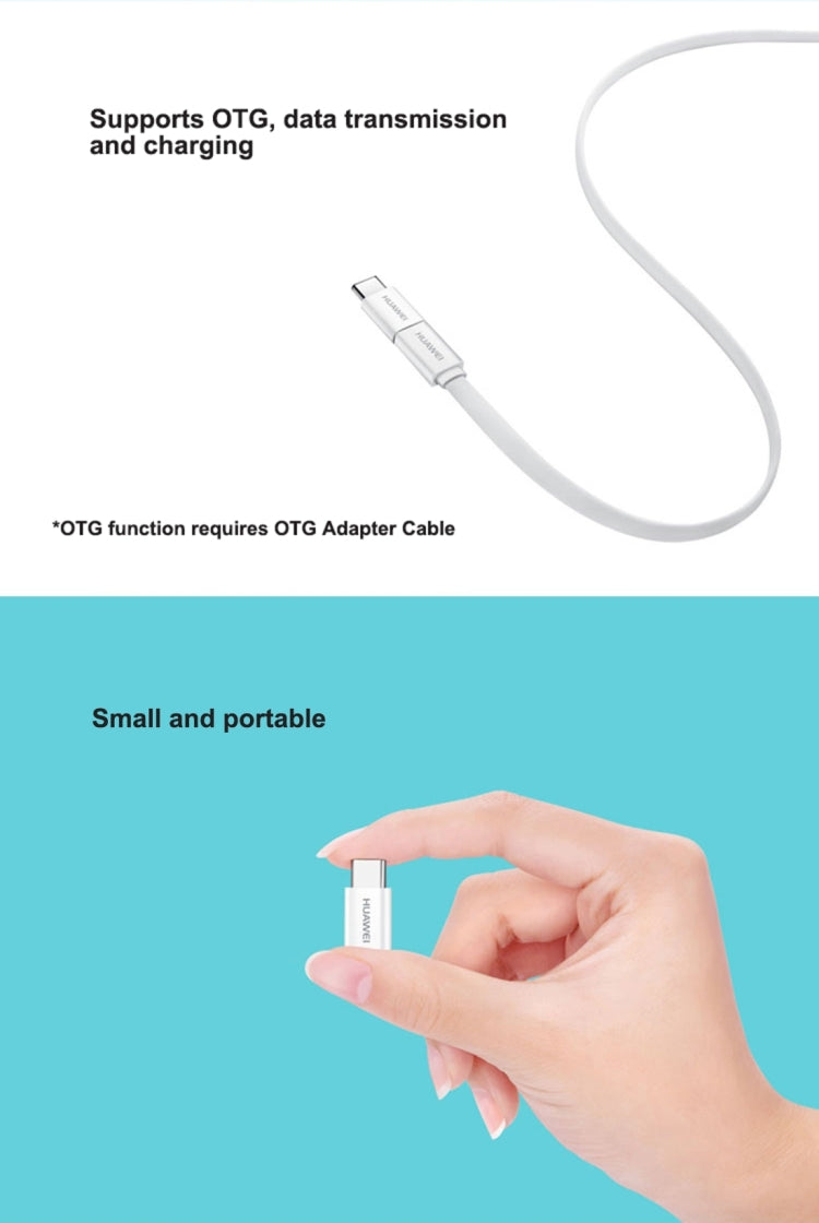Huawei AP52 USB-C / Type-C 3.1 to Micro USB Data transmission Charging OTG Adapter Size: 21.6 x 11 x 5.5 mm For Galaxy S8 and S8+ / LG G6 / Huawei P10 and P10 Plus / Xiaomi Mi 6 and Max 2 and other Smart Phones (White)