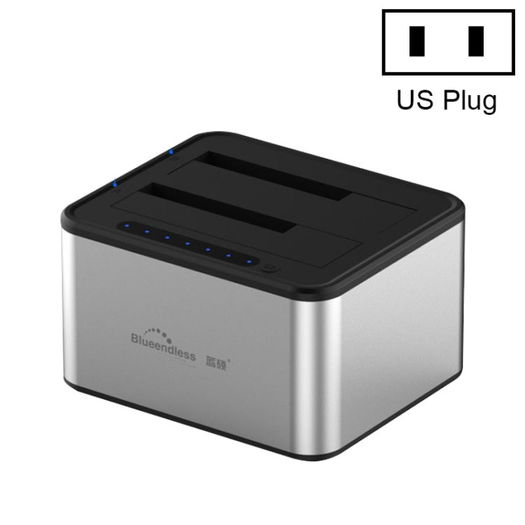 Blueendless 2,5/3,5 pouces SATA USB 3.0 2 Bay Offline Copy Hard Drive Dock (US Plug)