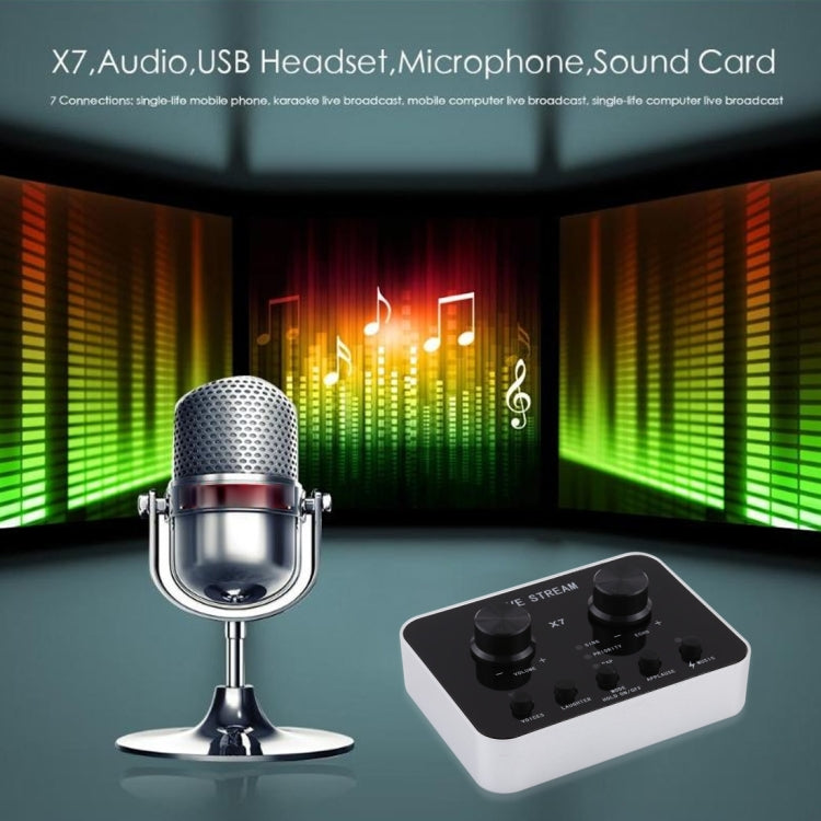X7 diffusion en direct Audio USB casque Microphone diffusion Web divertissement Streamer carte son pour téléphone ordinateur PC