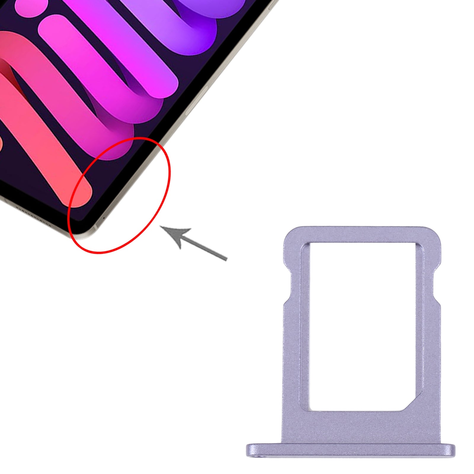 Plateau porte-carte Micro SIM Apple iPad Mini 2021 A2568 Violet