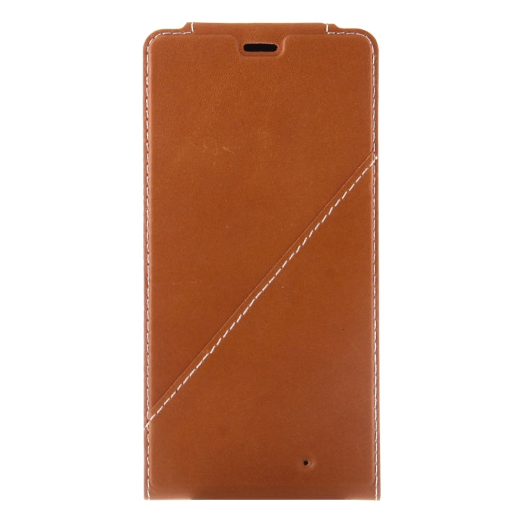Vertical Flip Genuine Leather Case + QI Wireless Standard Charging Back Shell for Microsoft Lumia 950 XL (Brown)