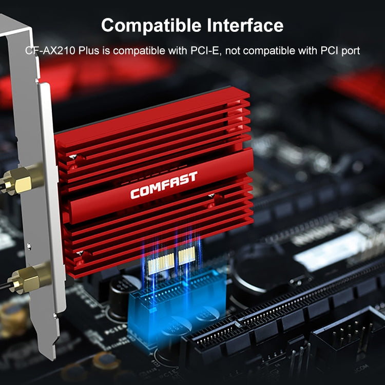 COMFAST CF-AX210 Plus 5374Mbps Tri-Band + Bluetooth 5.2 WiFi6e WiFi6e PCI-E Tarjeta de red