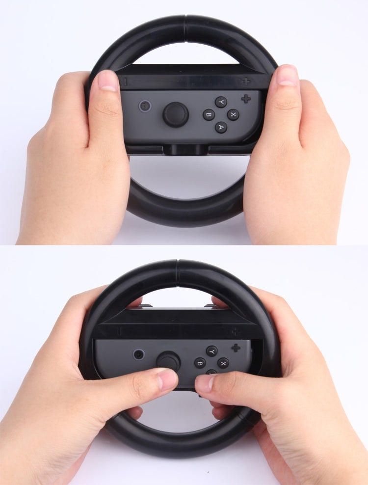 For Nintendo Switch Joy-Con Controller (Not Included) Round Gaming Steering Wheel (Black)
