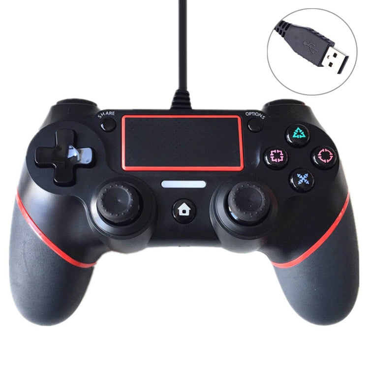 Manette de jeu filaire pour Sony Playstation PS4 (Rouge)