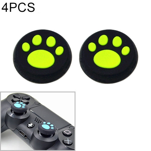 4 PCS Cute CAT Paw Funda Protectora de Silicona Para PS4 / PS3 / PS2 / Xbox 360 / XboxOne / WIIU Gamepad Joystick (Verde)