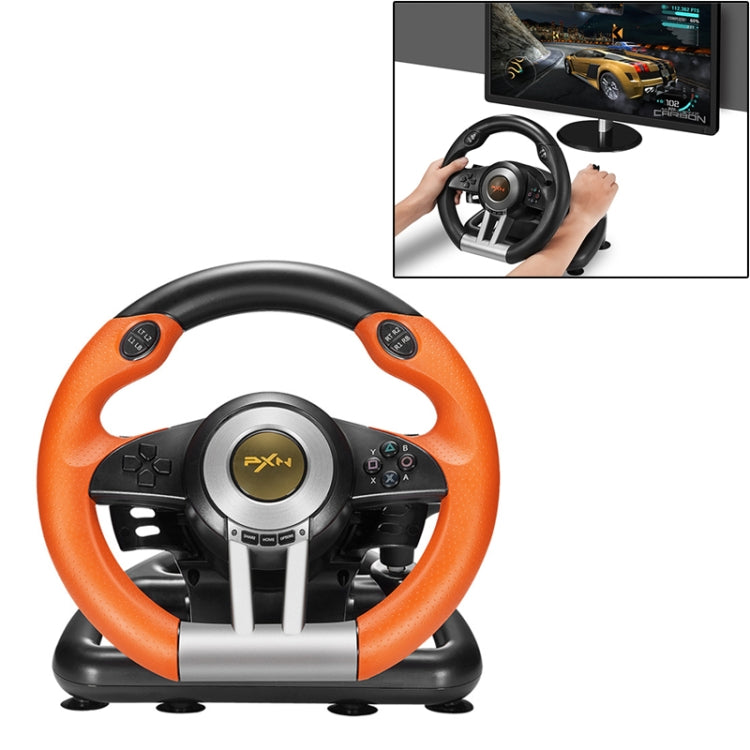 PXN-V3 Racing Game Wheel For PC / PS3 / 4 / Xbox One / Switch (Orange)