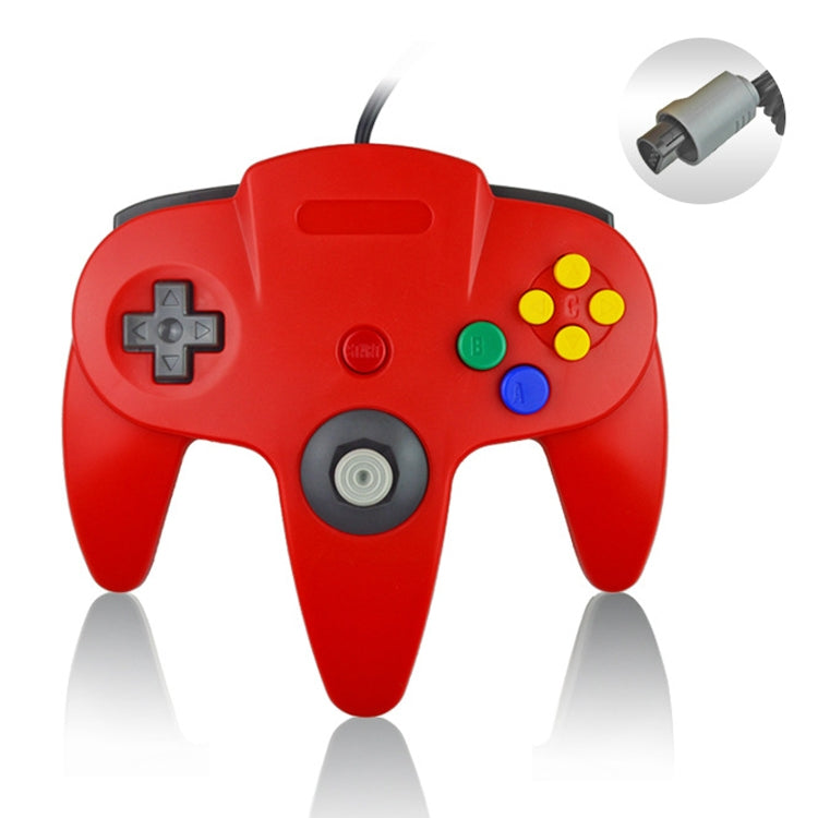 For Nintendo N64 Wired Game Controller Gamepad (Red)
