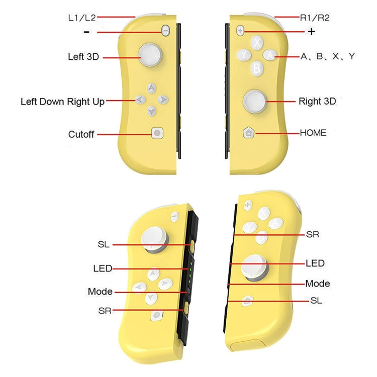 SP-5088ZJ Para Switch Joy-con Controlador de mango de juego Inalámbrico Bluetooth GamePad izquierdo y derecho (Negro dorado)