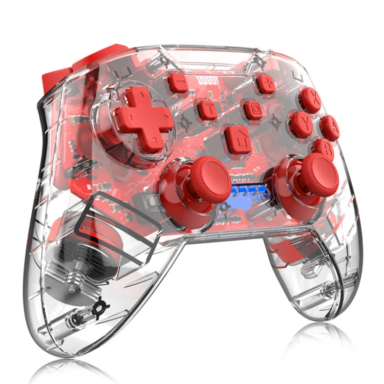 YS01 For Switch Pro Wireless Bluetooth Transparent GamePad Game Handle Controller (Red)