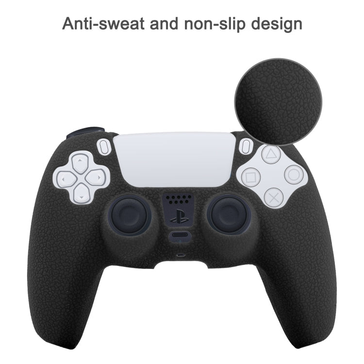 Leather Texture Silicone Protective Case for PS5 (Black)