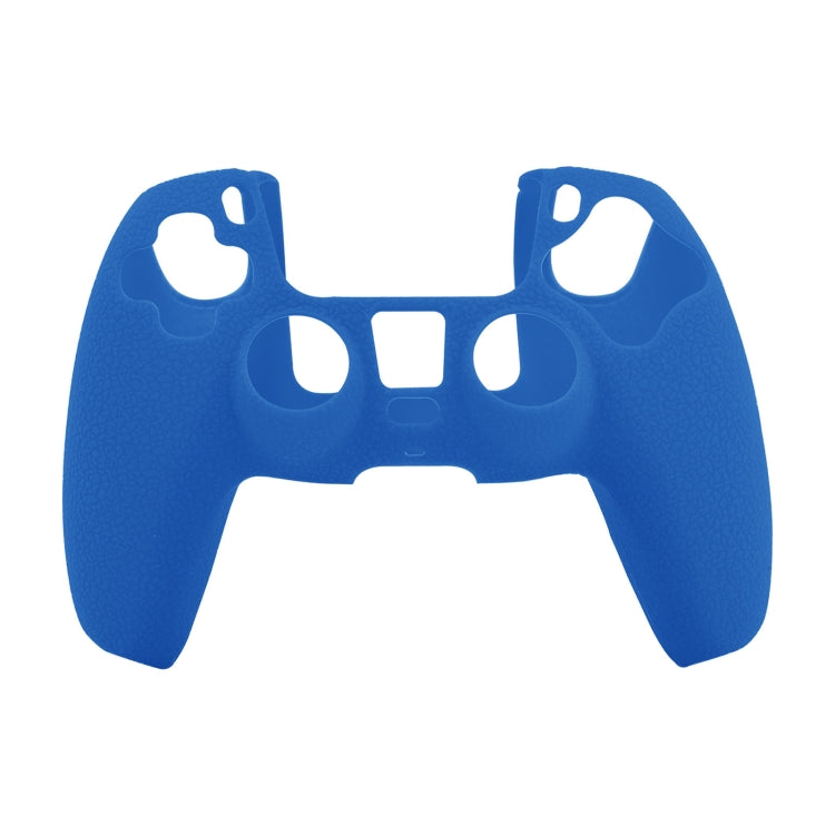 Leather Texture Silicone Protective Case for PS5 (Blue)
