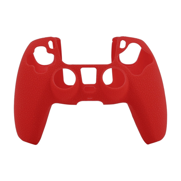 Leather Texture Silicone Protective Case for PS5 (Red)