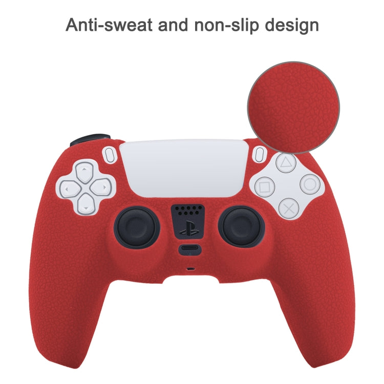 Étui de protection en silicone texturé cuir pour PS5 (rouge)