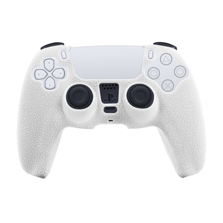 Leather Texture Silicone Protective Case for PS5 (White)