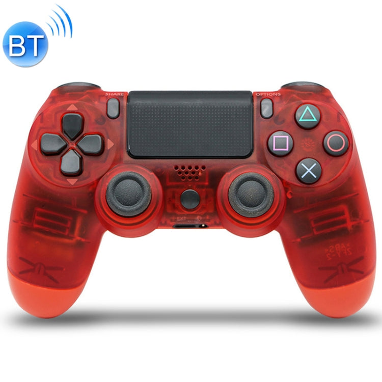 Contrôleur de poignée de jeu Bluetooth sans fil transparent avec lampe pour PS4 version US (rouge)