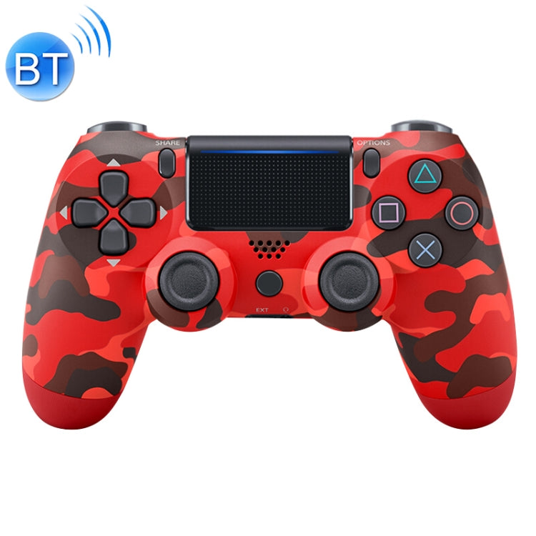 Camouflage Wireless Bluetooth Game Handle Controller with Lamp for PS4 EU Version (Red)