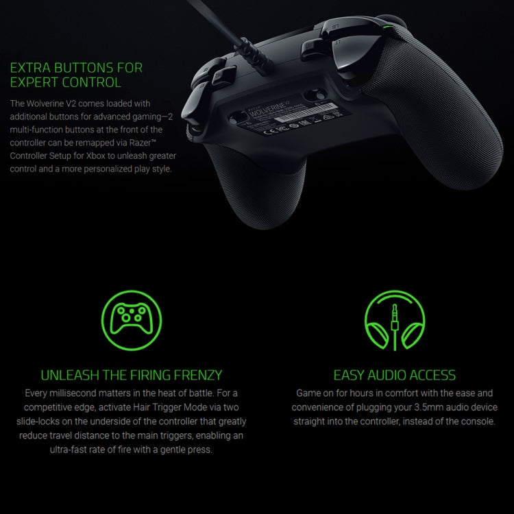Razer Wolverine V2 Manette de jeu mécanique à boutons personnalisés pour Xbox Series S (Noir)