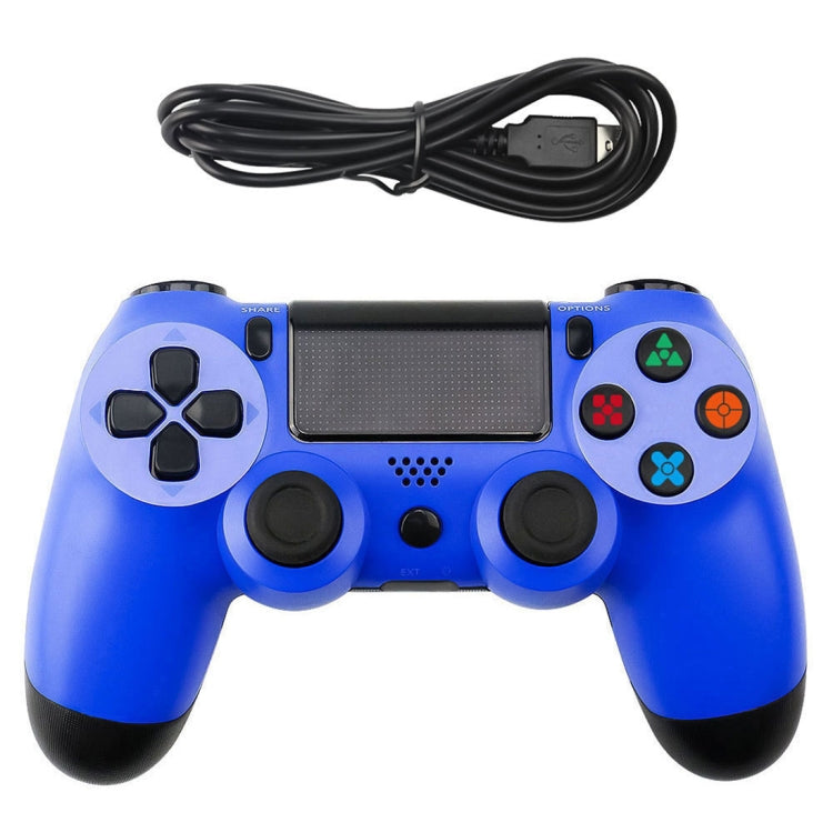 Contrôleur de poignée de jeu filaire avec bouton flocon de neige pour PS4 (bleu)