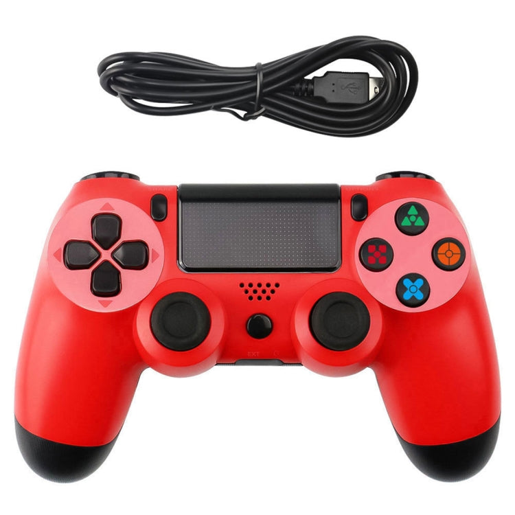 Botón de copo de nieve con Cable Gamepad Controlador de mango de Juego Para PS4 (Rojo)