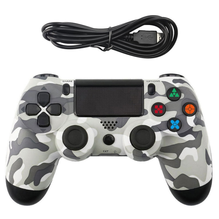 Contrôleur de poignée de jeu de manette de jeu filaire de bouton de flocon de neige de Camouflage gris pour PS4