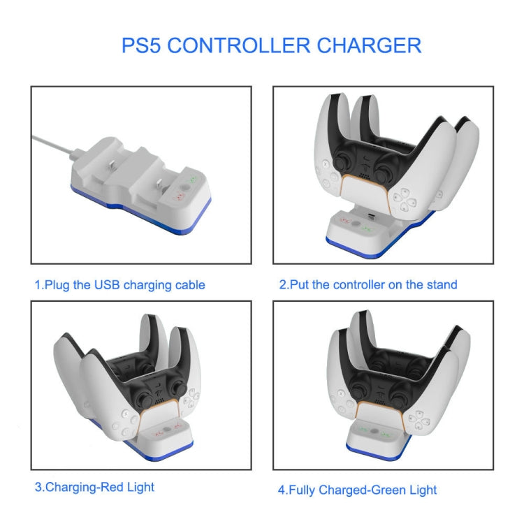 Station de recharge double poignée sans fil JYS P5116 avec voyant lumineux pour PS5