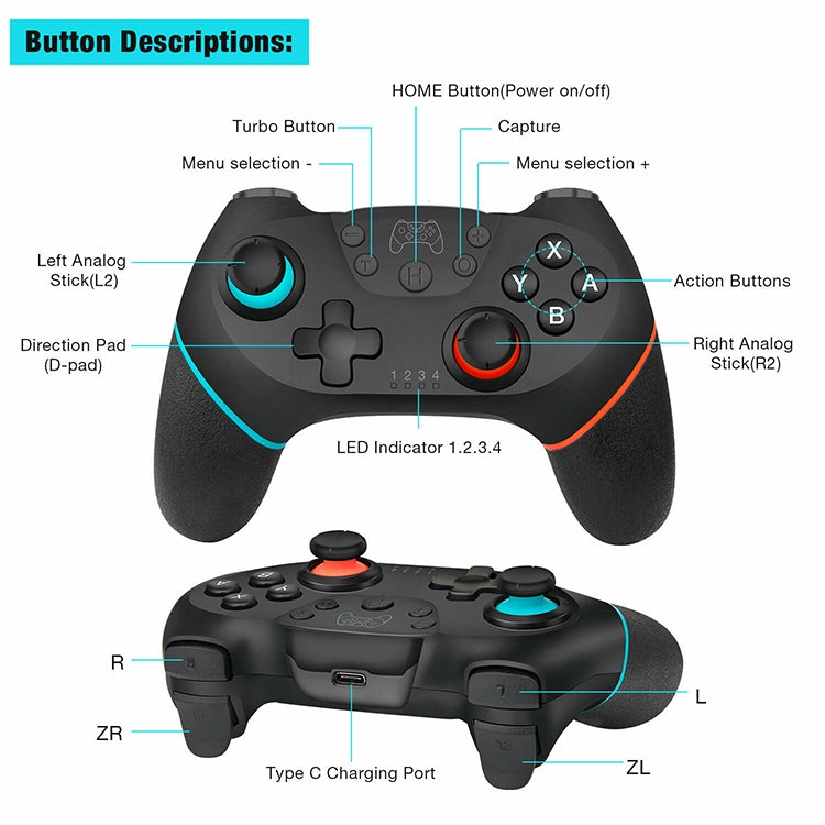 Bluetooth Game Controller Joypad Gamepad For Switch Pro