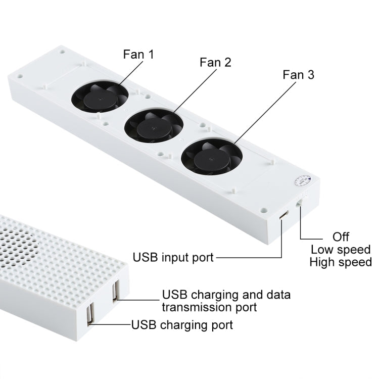 Cooling Fans For DOBE Game Console with Dual USB Ports and Low/High Speed ​​Switch For Xbox One S Console