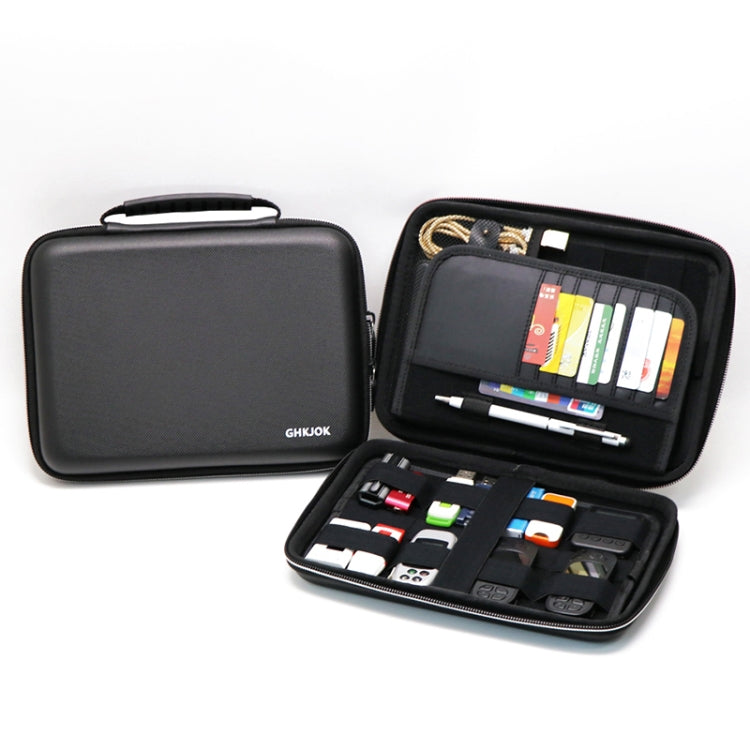 GHKJOK GH1322 Portable Hard Drive Case Waterproof Shockproof Bag Electronic Accessories Storage Bag (Black)