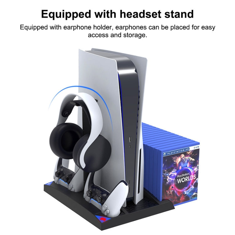 iPega 6 in 1 Game Vertical Stand Multifunctional Cooling Fan Charging Dock For PS5