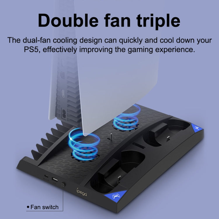iPega 6 in 1 Game Vertical Stand Multifunctional Cooling Fan Charging Dock For PS5