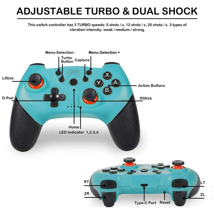 Bluetooth Game Controller Joypad 6-Axis Gamepad For Switch Pro (Grey)