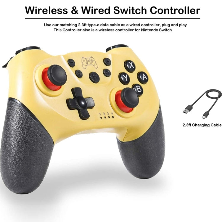 Manette de jeu Bluetooth Joypad Manette de jeu 6 axes pour Switch Pro (jaune)