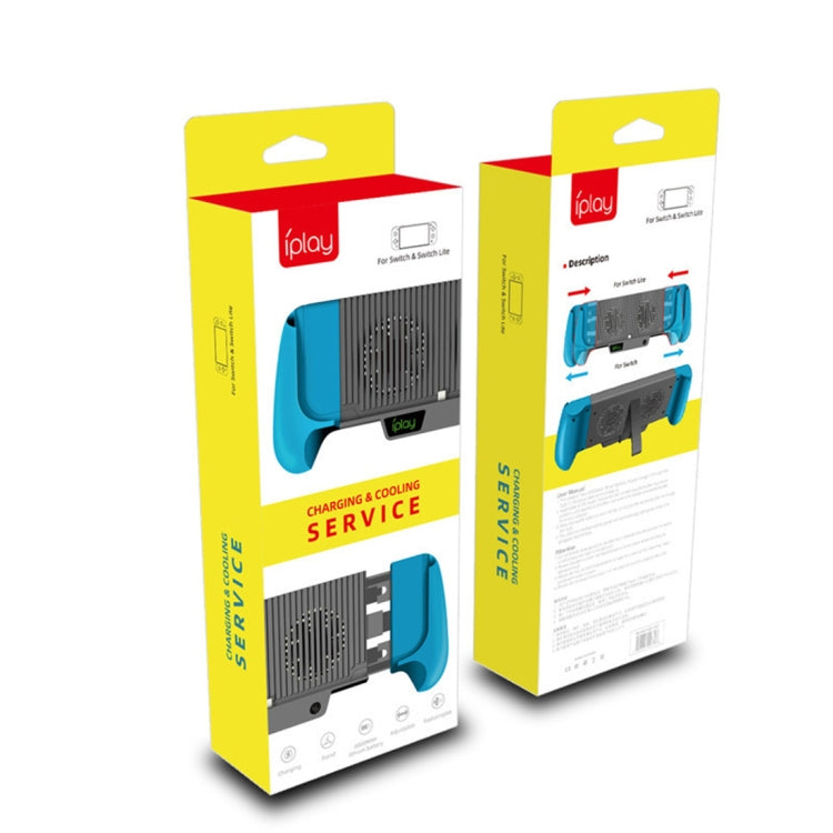 IPLAY Host Charging Grips Stand Case Cooling Fan For Switch Lite (Blue)