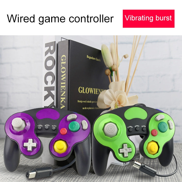 Controlador de mango de juego con Cable de tira decorativa de tres puntos Para Nintendo NGC (Negro + Verde)