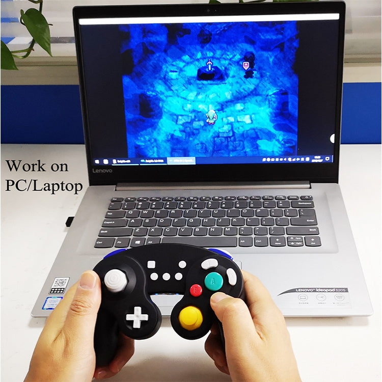 Controlador de mango de juego con Cable de tira decorativa de tres puntos Para Nintendo NGC (Baby Azul + Morado)