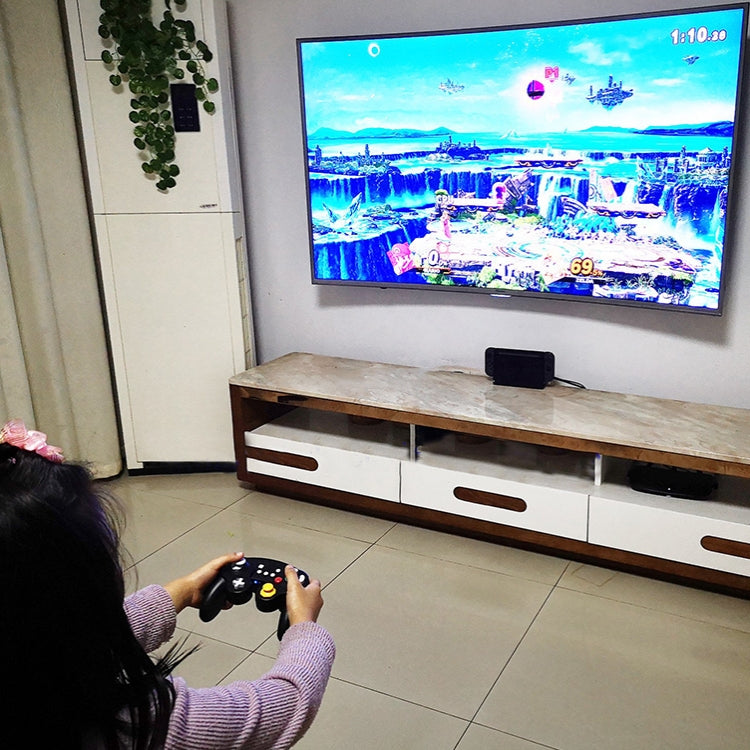 Controlador de mango de juego con Cable de tira decorativa de tres puntos Para Nintendo NGC (Rojo + Blanco)