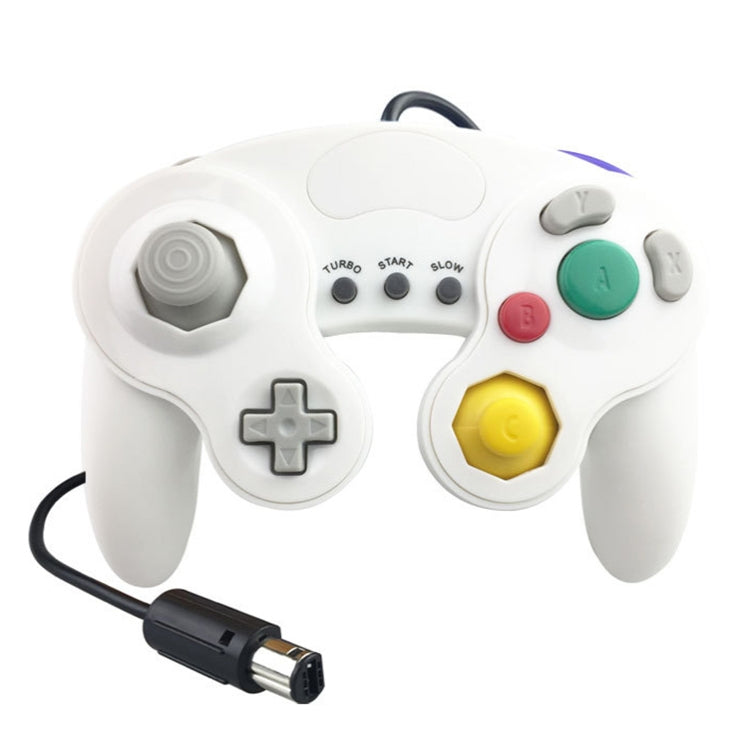 Controlador de mango de juego con Cable de tira decorativa de tres puntos Para Nintendo NGC (Blanco)