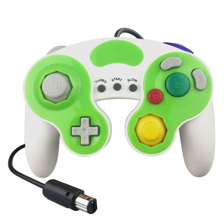 Game Handle Controller with Three-point Decorative Strip Cable for Nintendo NGC (White + Green)