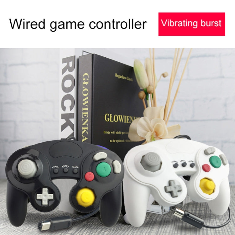 Controlador de mango de juego con Cable de tira decorativa de tres puntos Para Nintendo NGC (Blanco)