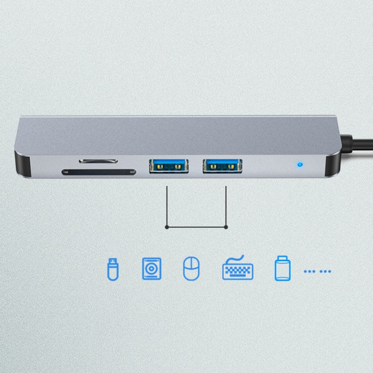 5 in 1 USB-C/TYPE-C to 4K HDMI + SD/TF Slot + USB 2.0 + USB 3.0 Multifunctional Station Station Hub