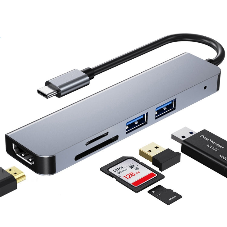 5 in 1 USB-C/TYPE-C to 4K HDMI + SD/TF Slot + USB 2.0 + USB 3.0 Multifunctional Station Station Hub