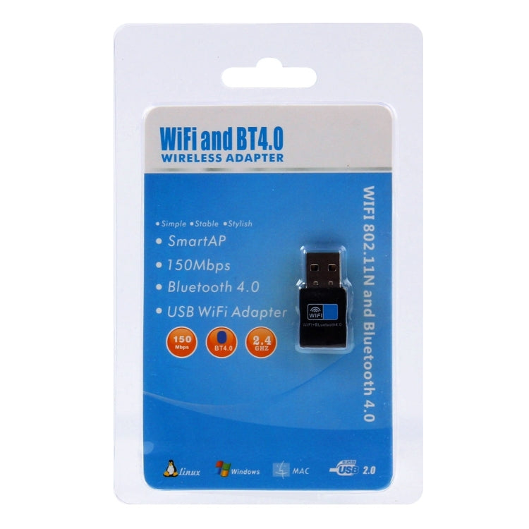 Adaptador Inalámbrico 2 en 1 Bluetooth 4.0 + 150Mbps 2.4GHz USB WiFi