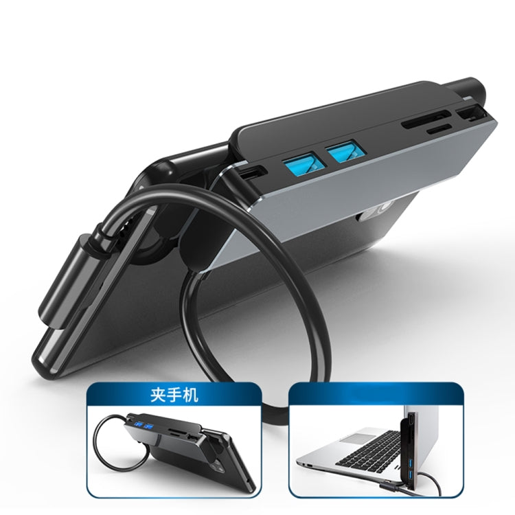AD-065 6 in 1 USB-C / TYPE-C TO 4K HDMI + SD / TF Card Slot + Type-C + 2 USB 3.0 Clip Style Rear Multifunctional Hub Docking Station