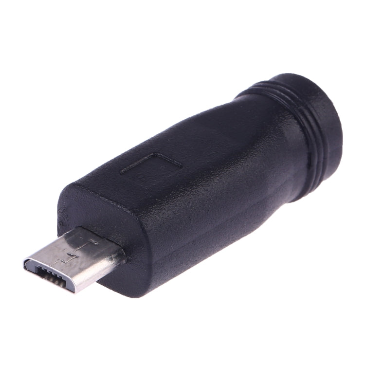 Convertidor de Corriente DC 5.5 x 2.1 mm Hembra a Micro USB Macho (Negro)