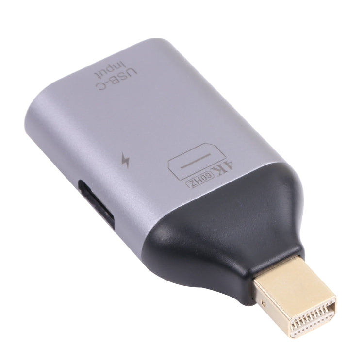 2 in 1 4k 60Hz Mini DP Male to USB-C / Type-C Charge + USB-C / Type-C Female Adapter