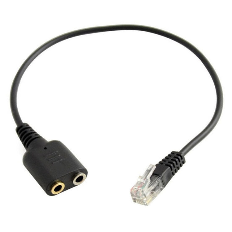 Cable convertidor de adaptador de Auricular a Teléfono de oficina de 3.5 mm Hembra a RJ9 PC / Teléfonos Móviles longitud: 30 cm (Negro)